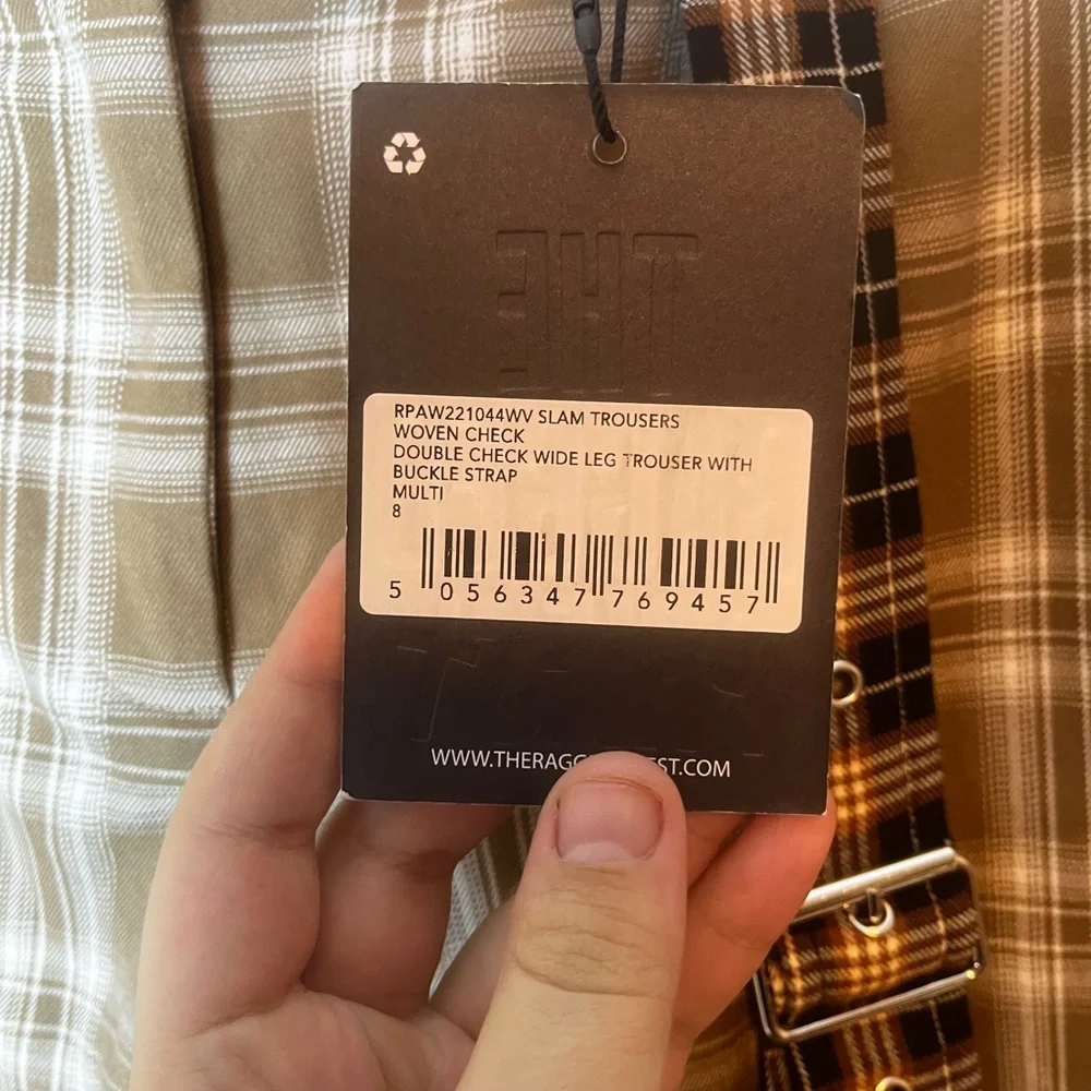 NWT The Ragged Priest Slam Wide Leg Trousers with Woven Check Multi Size 8 - Picture 8 of 10